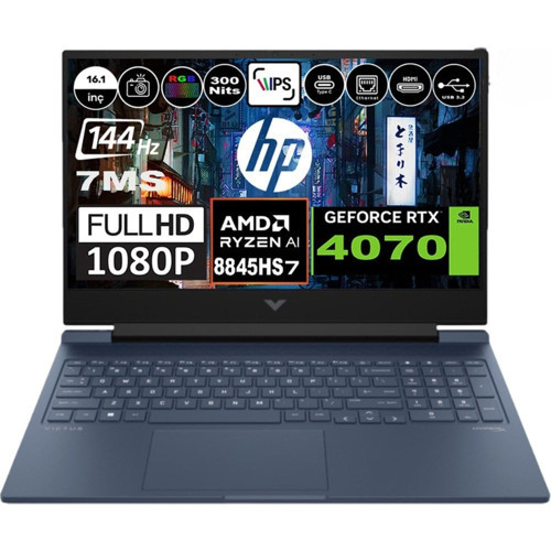 Victus 16 Amd Ryzen 7 8840H 48GB Ddr5 512GB SSD RTX4070 (8gb) 144Hz 7ms 300NİT 16.1 Inç WINDOWS11 Fullhd Gaming Laptop A05N7EA