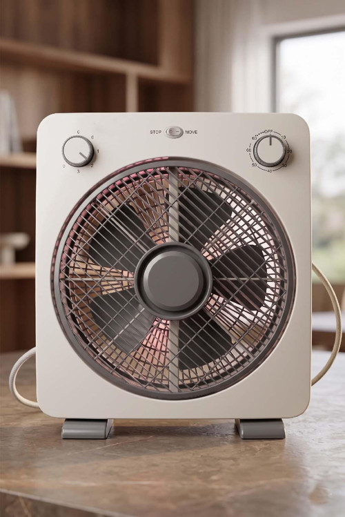 Dekoratif Kutu Fan Vantilatör - 3 Kademeli Hız Seçeneği, Şık Tasarım 45 W
