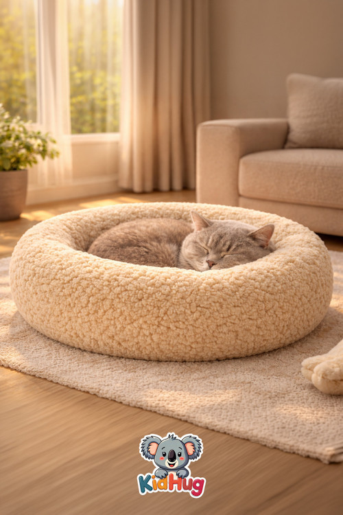 Donut Simit Peluş Kedi Köpek Yatağı – Yumuşacık Dolgolu Yumuşak Kedi Köpek Uyku Minderi 50 cm