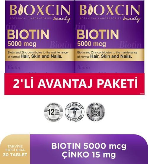 Biotin 5.000 Mcg 30 Tablet - Biotin + Çinko 15 Mg Saç Ve Tırnak Vitamini 2 li Avantaj Paket