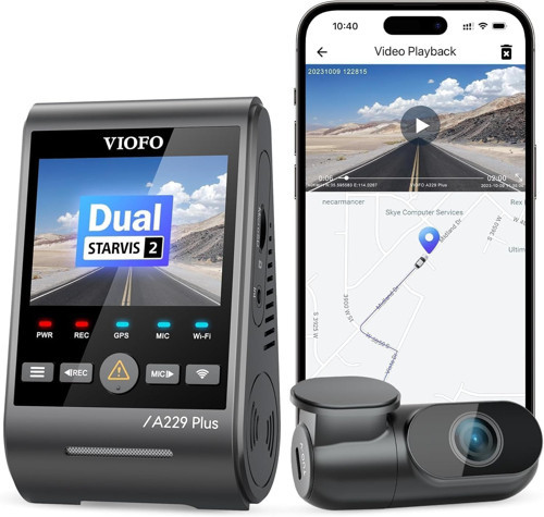 A229 Plus 2 Kameralı Ön+Arka 2K+2K Hdr Sony Starvis 2 Sensörlü Wi-Fi Gps'Li Araç Kamerası
