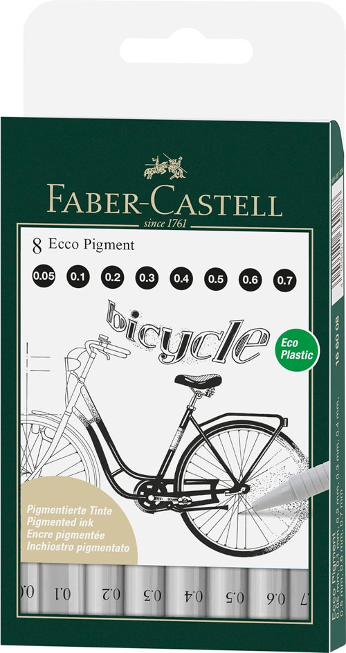 Faber-Castell Ecco Pigment Set 8’Li, 0.05 – 0.1 – 0.2 – 0.3 – 0.4 – 0.5 – 0.6 – 0.7 Mm Uç, Ergonomik