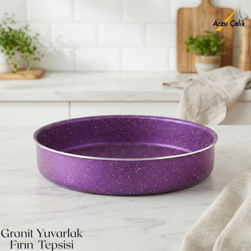 32 Cm Granit Yuvarlak Fırın Tepsisi - Violet
