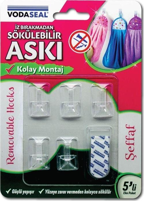 Iz Bırakmadan Sökülebilir 5 Li Askı - Şeffaf