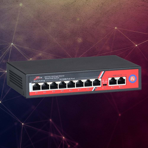 Ztech Zr-1010 8+2+1 Poe Switch10/100 Mbps+2 Lan 100/1000Mbps+1*Sfp Slot, 120W Watchdog Function