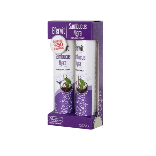 Efervit Sambucus Nigra Kara Mürver İçeren Takviye Edici Gıda İkincisi %50 İndirimli (20+20 Tablet)