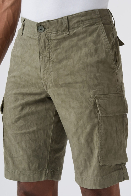 Mens Patterned Bermuda Cargo Shorts With Pockets Khaki Erkek Desenli Bermuda Kargo Cepli Şort Haki