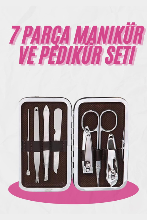 Deri Çanta Hediyeli 7 Parça Manikür-Pedikür Tırnak Bakım Seti