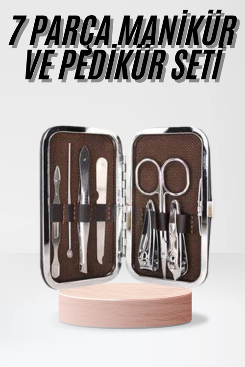 Çantalı 7 Parça Manikür Pedikür Seti Tırnak Makası Cımbız Törpü