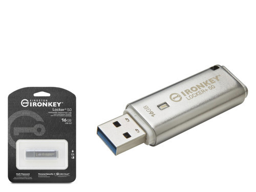 KINGSTON IKLP50 16 GB USB 3.2 Gen 1 IronKey Locker+ 50 Flash Bellek Gümüş