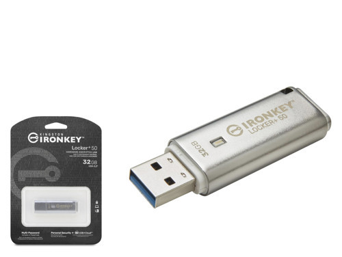 KINGSTON IKLP50 32 GB USB 3.2 Gen 1 IronKey Locker+ 50 Flash Bellek Gümüş