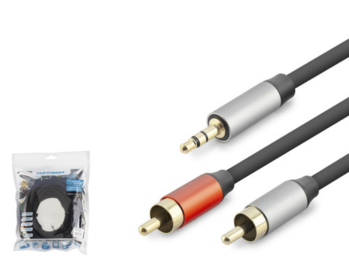 HDX1076 3.5 mm to 2 RCA Kablo 10 m - Siyah