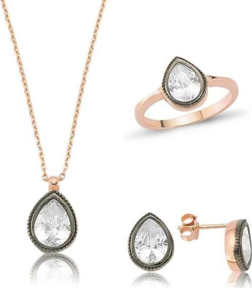 Gümüş Elmas Model Damla Bayan Set