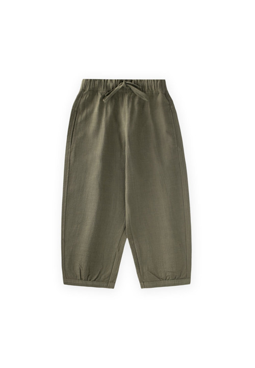Keten Boyfriend Pantolon 2-10 Yaş Yeşil