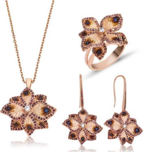 Gümüş Menekşe Çiçeği Bayan Set