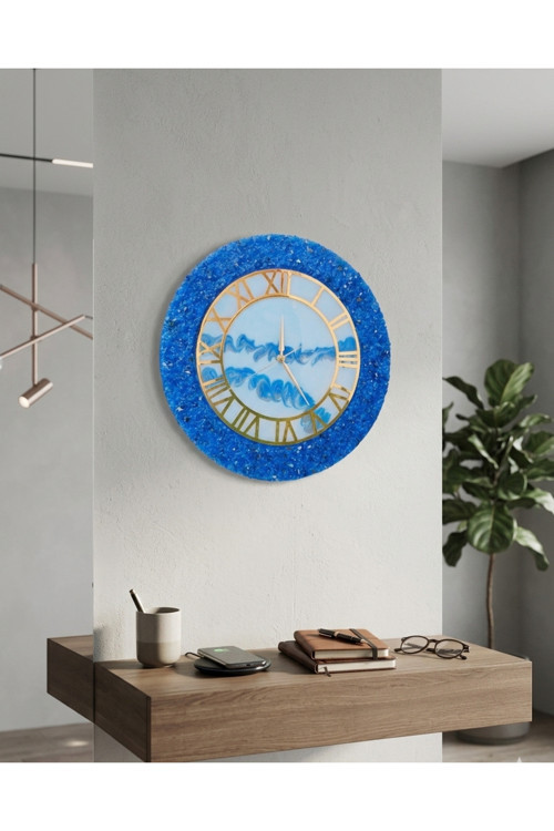 Duvar Saati - 35 Cm - Modern Dekoratif Duvar Saati - Epoksi Duvar Saati - El Yapımı Duvar Saati