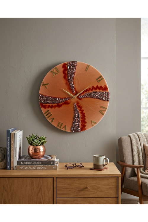 Duvar Saati -35 Cm-Şık Ve Modern Saat-El Yapımı Dekoratif Epoksi Duvar Saat