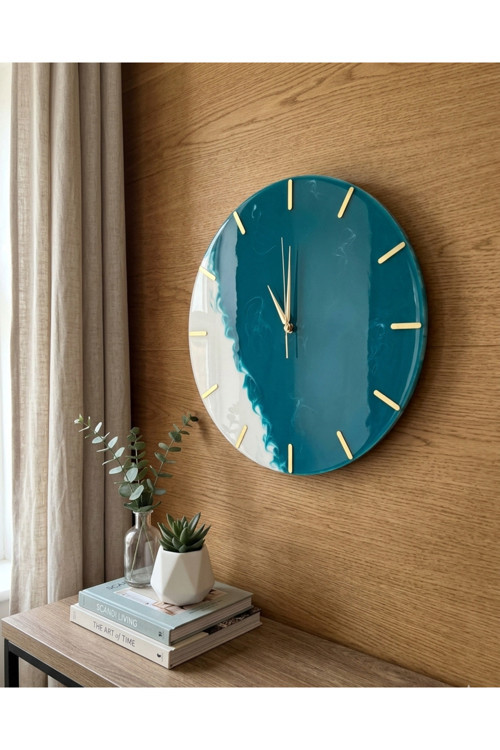 Duvar Saati 35 Cm- Şık Ve Modern Tasarım-Epoxy Duvar Saati-Dekoratif Saat