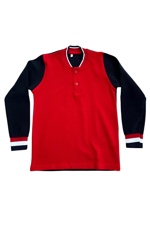 Çocuk Pamuklu Yumuşak Dokulu Hakim Yaka Ön Kırmızı Arkası Lacivert Sweatshirt