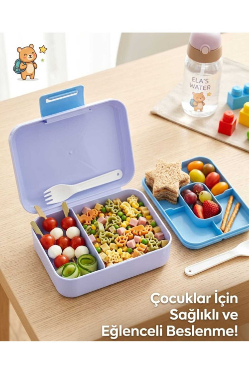 Çok Bölmeli Saklama Kabı Ve Beslenme Kutusu Mavi Renk