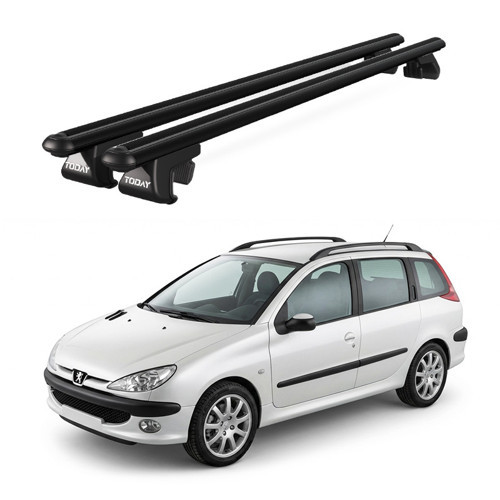 Venüs Peugeot 206 Station Wagon (2002-2007) Uyumlu Siyah Ara Atkı Port Bagaj Tavan Barı