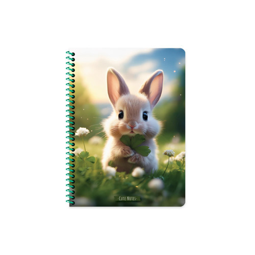 Keskin 16,5 x 22,5 Kareli PP Kapak Sevimli Hayvanlar Spiralli Defter - Tavşan