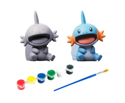 Mudkip Pokemon Kendi Biblonu Kendin Boya Seti - 3 Boyutlu Sevimli Biblolar + 5 Akrilik Boya ve Fırça Seti