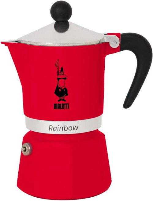 - Rainbow: 3 Cups Ocak Üstü Espresso Pişirici - 130Ml - Kırmızı Renk - Alüminyum Gövde - Pa