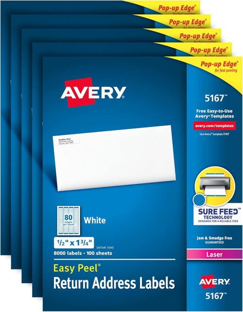 Easy Peel Return Için Adres Etiketleri Lazer/Led Yazıcı, 1/5,1 Cm X 1 – 3/10,2 Cm Box 8.000, F