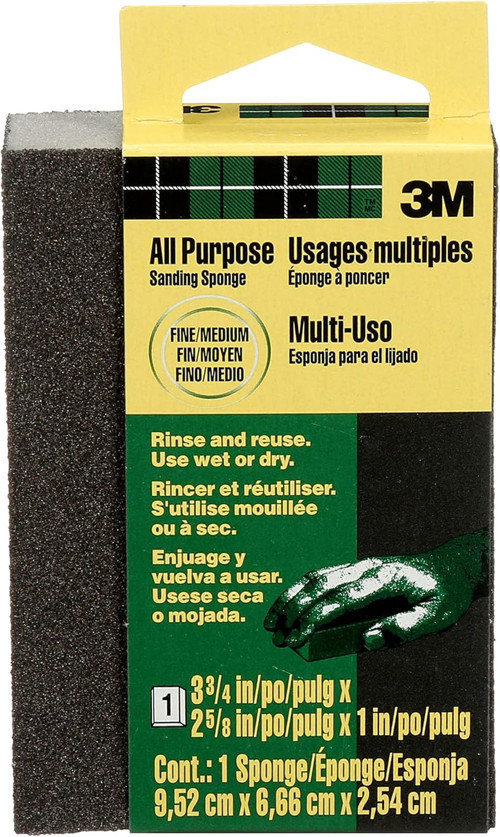 908Na 908 Küçük Alan Zımpara Süngeri, İnce/Orta, 3-3/4 "X 2-5/8", 1-Paket