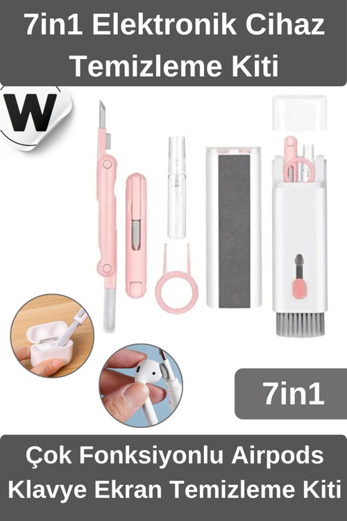 #TemizlikKiti 7in1 Airpods Klavye Ekran Temizleme Kiti Çok Fonksiyonlu Silikon Uçlu Kulaklık Telefon
