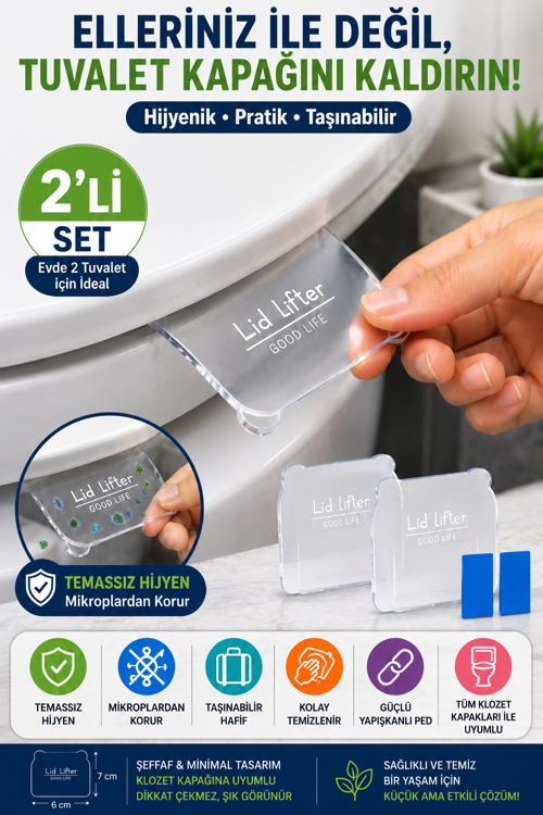 2’li Set Hijyenik Tuvalet Kapak Kaldırıcı – Temassız ve Pratik Kullanım
