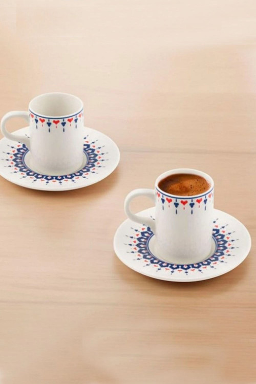 Porselen Camelia 6 Kişilik 12 Parça Kahve Fincan Takımı 100 cc