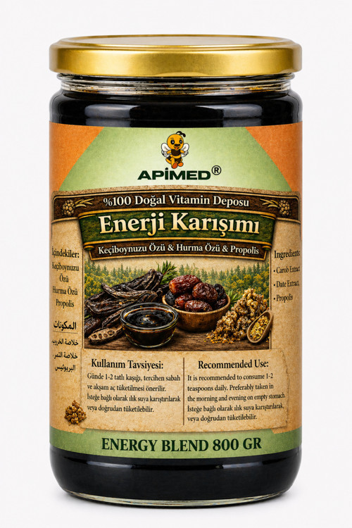 Enerji Karışımı 800 Gr – Keçiboynuzu Özü, Hurma Özü Ve Propolis İçeren Doğal Enerji Macunu | %100 Katkısız Bitkisel Karışım