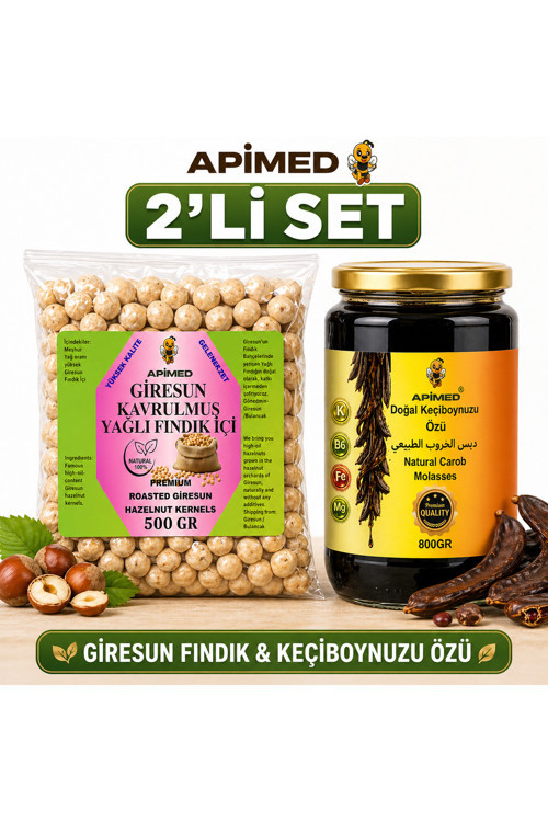 Giresun Kavrulmuş Yağlı Fındık İçi 500 Gr Ve Keçiboynuz Özü 800Gr – %100 Doğal Yerli Fındık