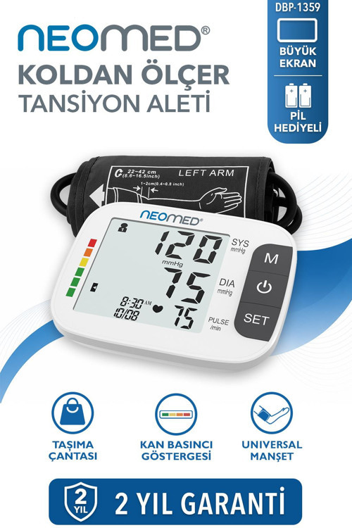 DBP-1359 Büyük Ekranlı Hafızalı Üstk Koldan Dijital Tam Otomatik Tansiyon Aleti