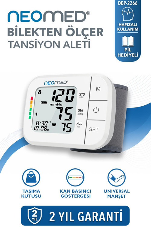 DBP-2266 Geniş Ekranlı Hafızalı Bilekten Dijital Tam Otomatik Tansiyon Aleti