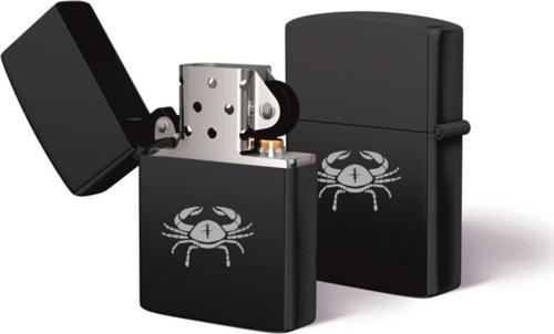 Yengeç Burcu Tasarımlı Benzinli Metal Çakmak Lazer Baskı