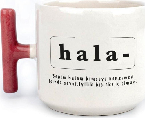 Hala Baskılı Kırmızı Kulplu T Kupa