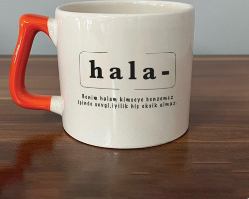 Hala Baskılı Turuncu Kulplu D Kupa