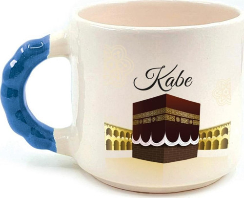 Kabe Baskılı Mavi Kulplu Boncuk Kupa