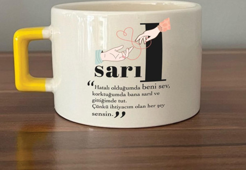 Sarıl Baskılı Sarı Kulplu C Fincan