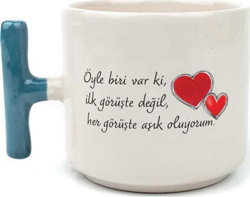 Öyle Biri Var Ki Baskılı Mavi Kulplu T Kupa