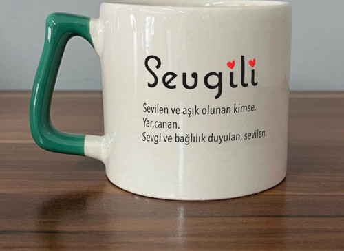 Sevgili Baskılı Yeşil Kulplu D Kupa