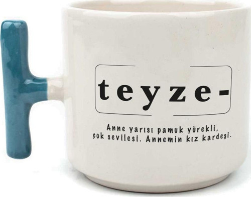 Teyze Baskılı Mavi Kulplu T Kupa