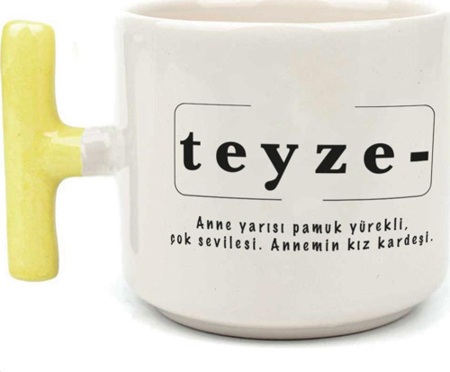 Teyze Baskılı Sarı Kulplu T Kupa