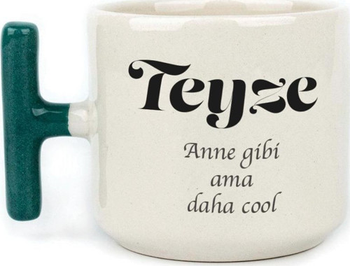 Teyze Baskılı Yeşil Kulplu T Kupa