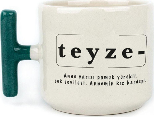 Teyze Baskılı Yeşil Kulplu T Kupa