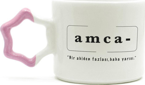 Amca Baskılı Pembe Kulplu Yıldız Kupa