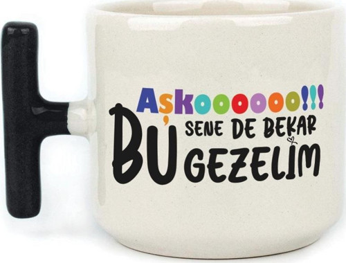 Aşkoooooo Baskılı Siyah Kulplu T Kupa